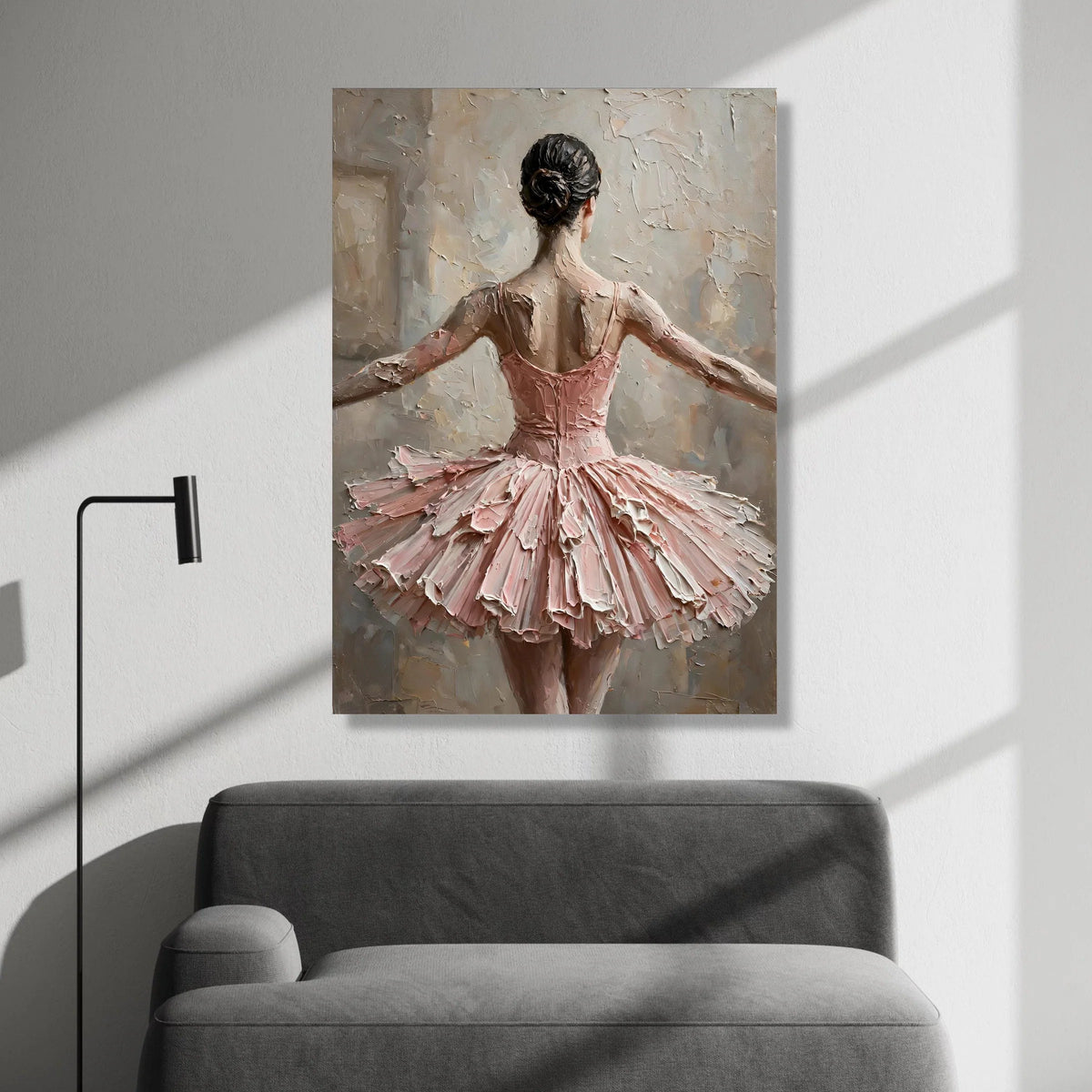 Graceful Ballerina Back View Canvas, Pink Tutu Dance Art, Ballet Wall Decoration, Elegant Dancer Silhouette, Home Canvas Canvas Print Art