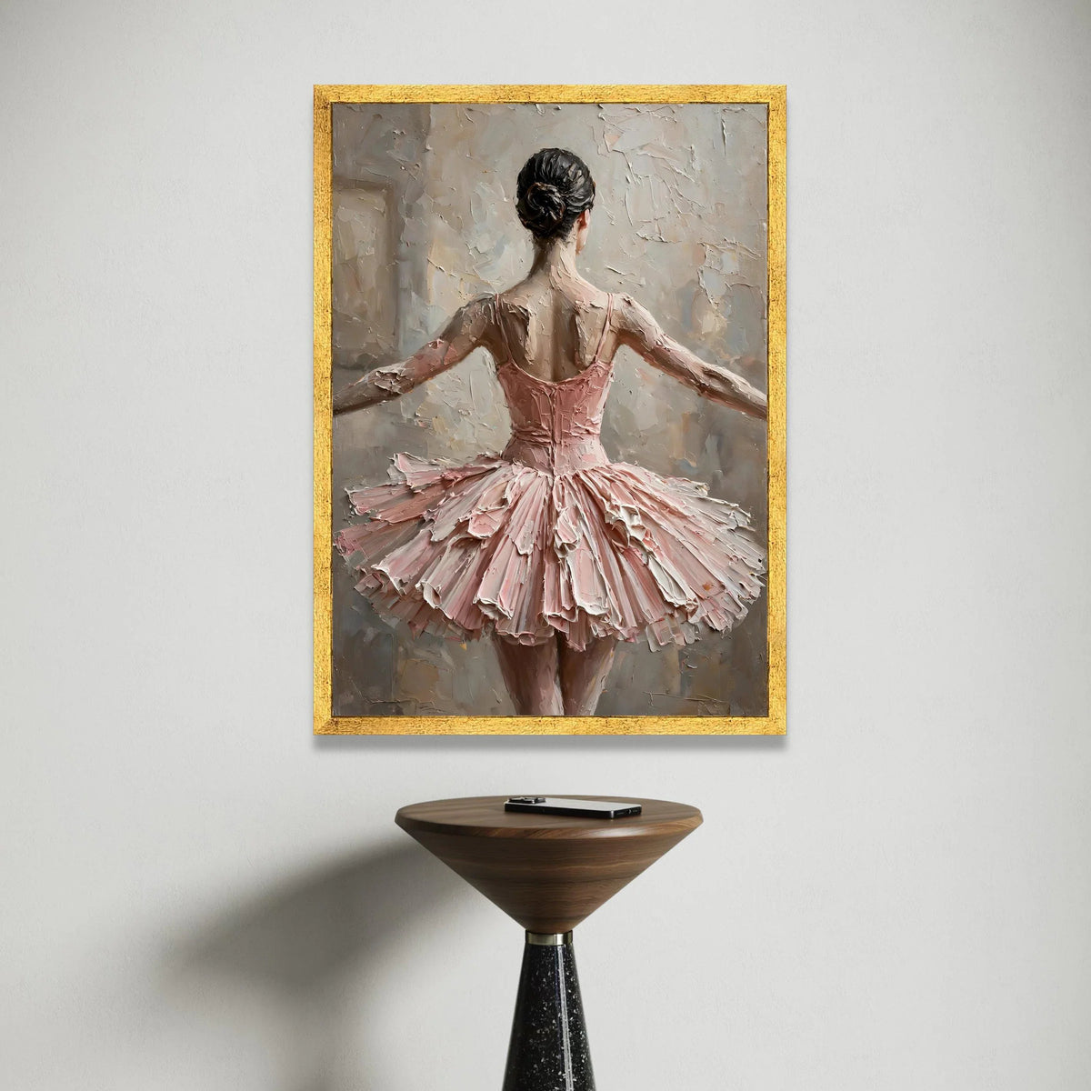 Graceful Ballerina Back View Canvas, Pink Tutu Dance Art, Ballet Wall Decoration, Elegant Dancer Silhouette, Home Canvas Canvas Print Art