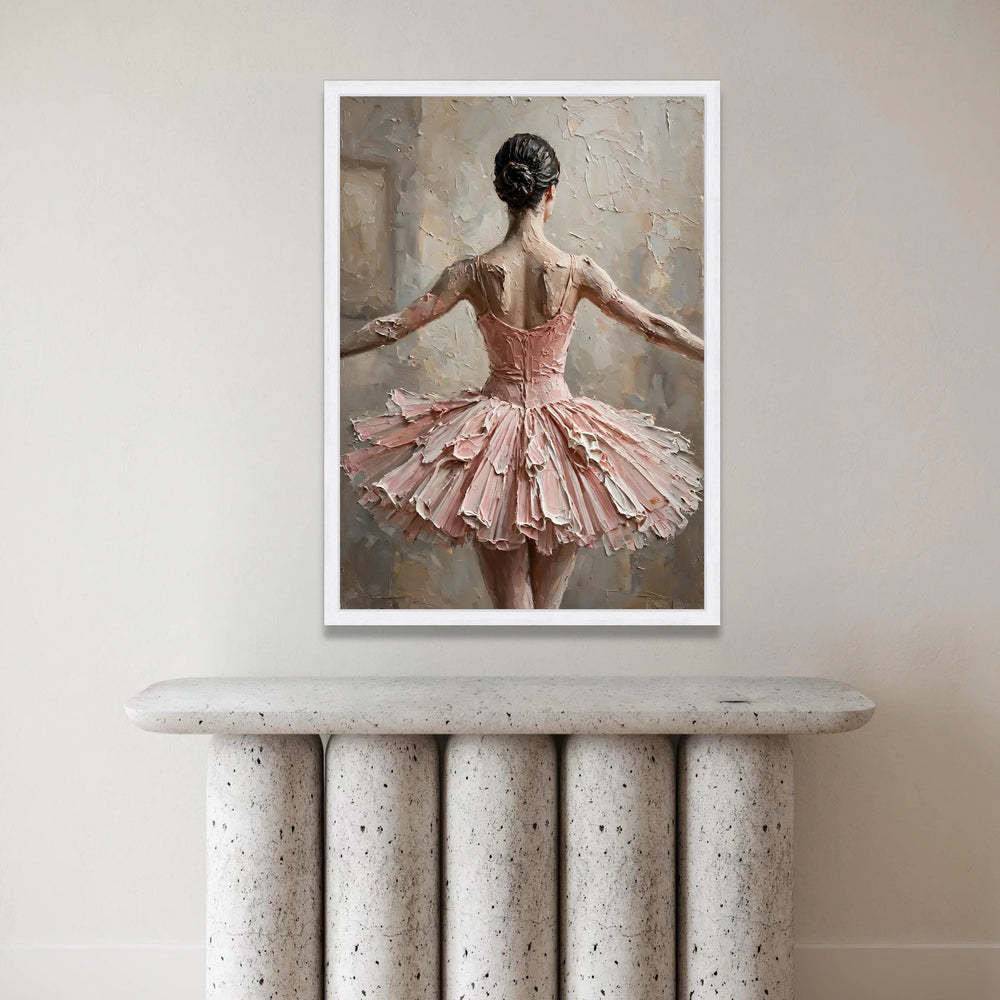 Graceful Ballerina Back View Canvas, Pink Tutu Dance Art, Ballet Wall Decoration, Elegant Dancer Silhouette, Home Canvas Canvas Print Art