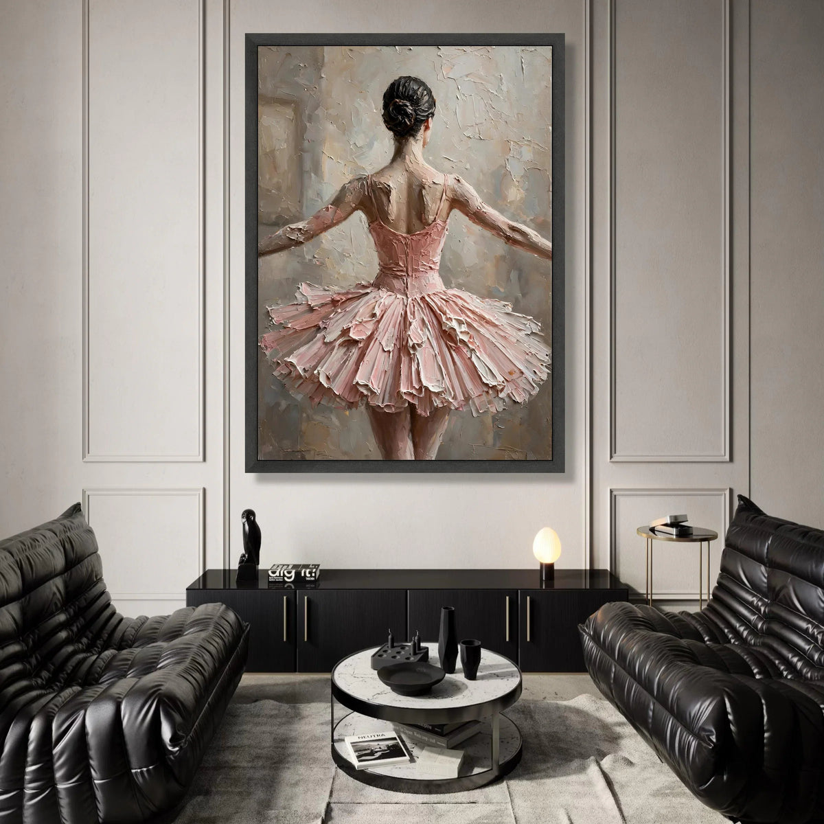 Graceful Ballerina Back View Canvas, Pink Tutu Dance Art, Ballet Wall Decoration, Elegant Dancer Silhouette, Home Canvas Canvas Print Art
