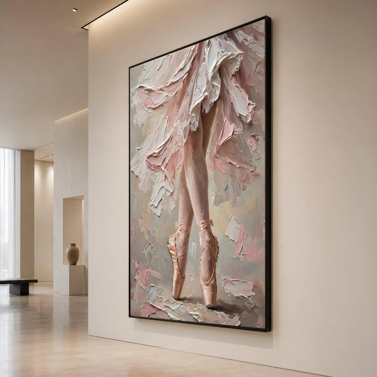 Graceful Ballet Dancer Legs Canvas, Pink Tutu Dance Art, Ballet Pointe Shoes Wall Art, Contemporary Dance Canvas, Elegant Canvas Print Art