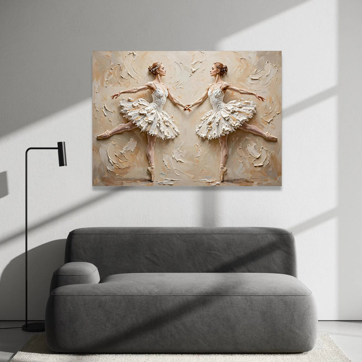 Elegant Ballet Dancers Canvas, Dual Ballerina Wall Art, Classic Dance Scene, Graceful Movement Canvas, Home Decoration Art Canvas Print Art