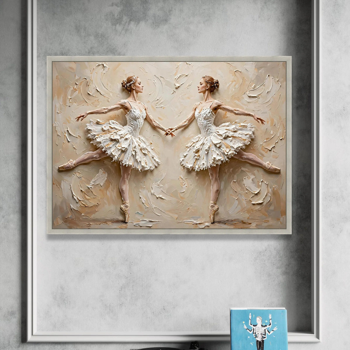 Elegant Ballet Dancers Canvas, Dual Ballerina Wall Art, Classic Dance Scene, Graceful Movement Canvas, Home Decoration Art Canvas Print Art