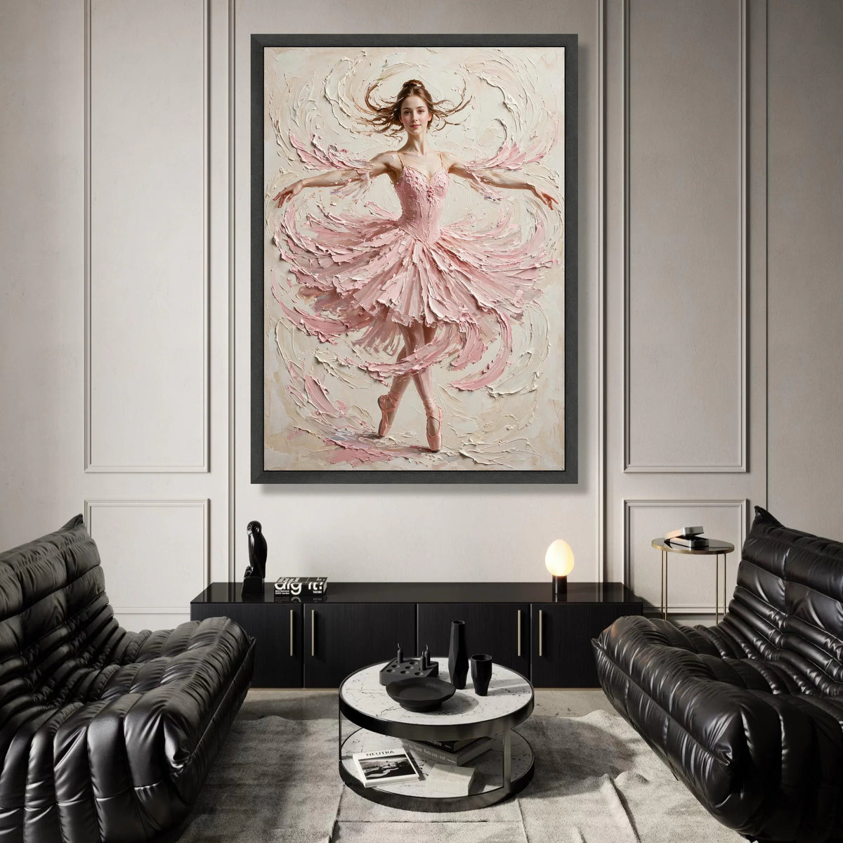 Elegant Ballet Ballerina Pink Dress Canvas, Graceful Dance Wall Art, Contemporary Female Figure Painting, Home Decor Canvas Canvas Print Art