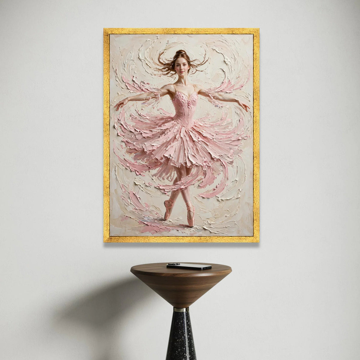 Elegant Ballet Ballerina Pink Dress Canvas, Graceful Dance Wall Art, Contemporary Female Figure Painting, Home Decor Canvas Canvas Print Art