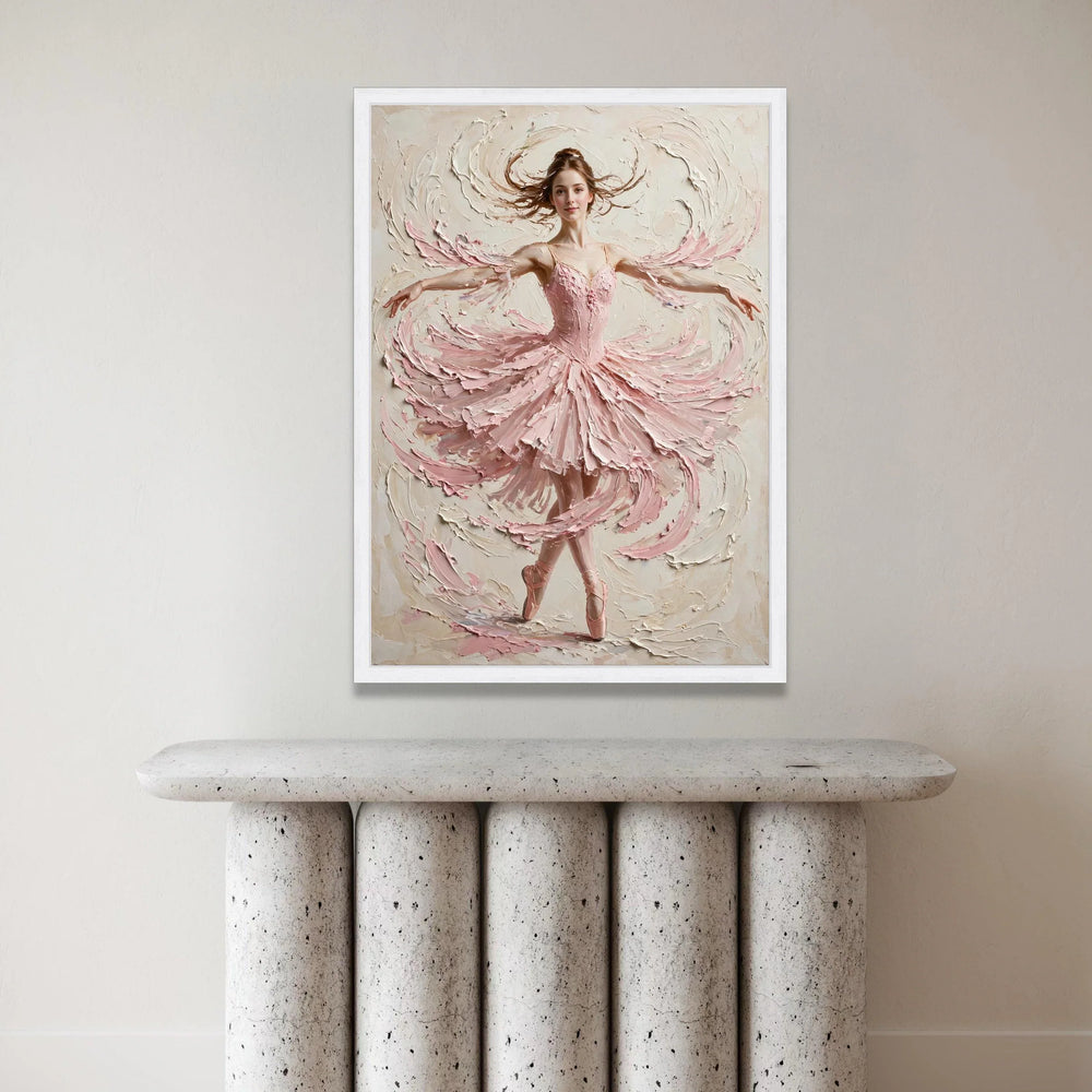 Elegant Ballet Ballerina Pink Dress Canvas, Graceful Dance Wall Art, Contemporary Female Figure Painting, Home Decor Canvas Canvas Print Art