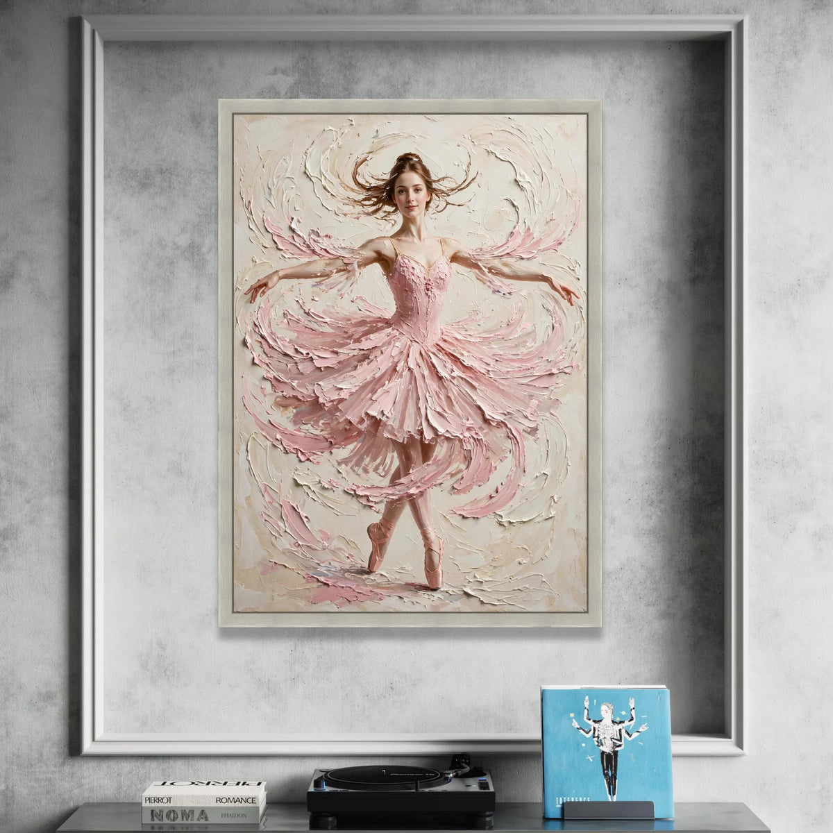 Elegant Ballet Ballerina Pink Dress Canvas, Graceful Dance Wall Art, Contemporary Female Figure Painting, Home Decor Canvas Canvas Print Art