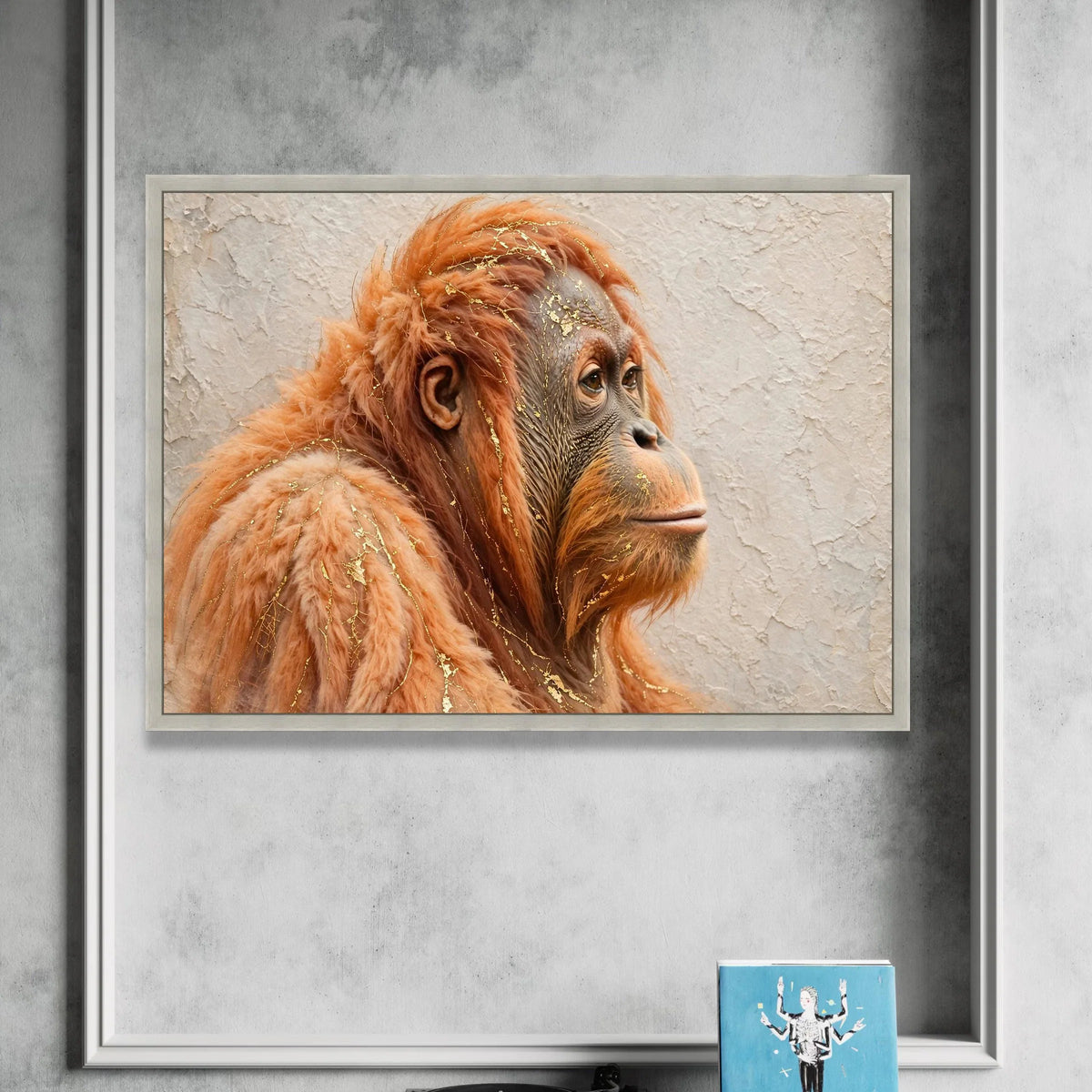 Reflective Orangutan Portrait Canvas, Wildlife Animal Art, Cozy Home Wall Decoration, Nature Canvas, Ready to Hang Animal Canvas Print Art