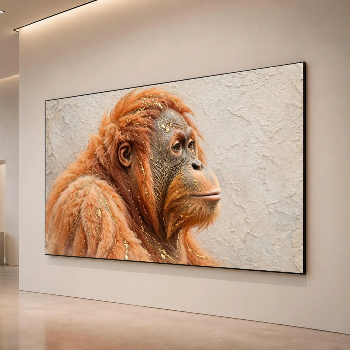 Reflective Orangutan Portrait Canvas, Wildlife Animal Art, Cozy Home Wall Decoration, Nature Canvas, Ready to Hang Animal Canvas Print Art