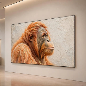 Reflective Orangutan Portrait Canvas, Wildlife Animal Art, Cozy Home Wall Decoration, Nature Canvas, Ready to Hang Animal Canvas Print Art