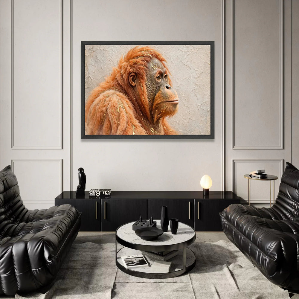 Reflective Orangutan Portrait Canvas, Wildlife Animal Art, Cozy Home Wall Decoration, Nature Canvas, Ready to Hang Animal Canvas Print Art