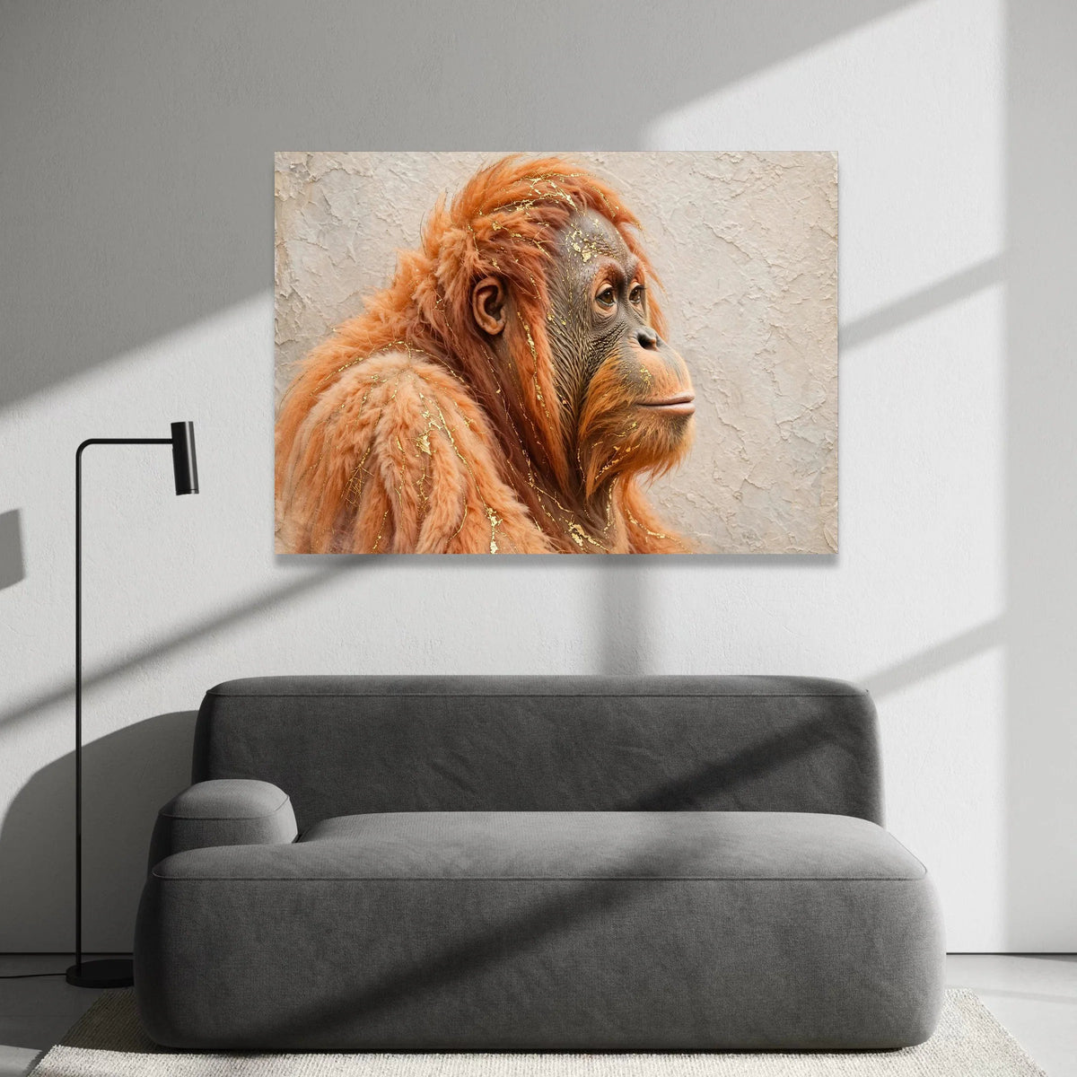 Reflective Orangutan Portrait Canvas, Wildlife Animal Art, Cozy Home Wall Decoration, Nature Canvas, Ready to Hang Animal Canvas Print Art