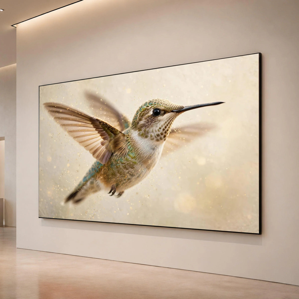 Hummingbird Flight Canvas Wall Art, Wildlife Nature Decoration, Bird Photography Print, Home Living Room Art, Ready to Hang Canvas Print Art