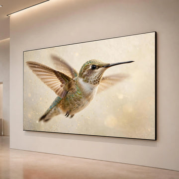 Hummingbird Flight Canvas Wall Art, Wildlife Nature Decoration, Bird Photography Print, Home Living Room Art, Ready to Hang Canvas Print Art
