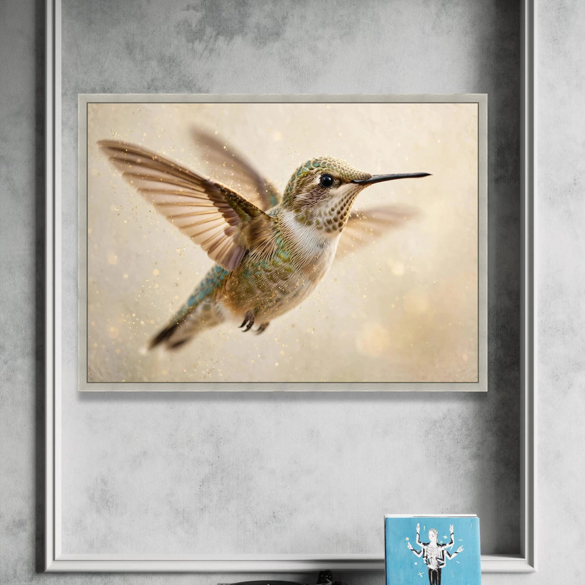 Hummingbird Flight Canvas Wall Art, Wildlife Nature Decoration, Bird Photography Print, Home Living Room Art, Ready to Hang Canvas Print Art