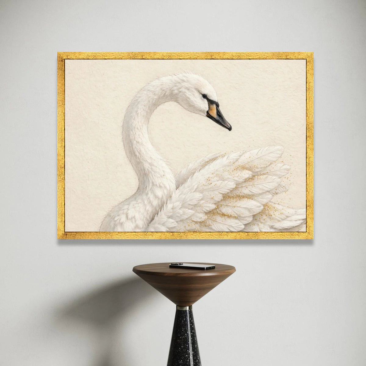 Elegant White Swan Canvas Wall Art, Graceful Bird Feather Design, Serene Animal Decor, Soft Neutral Home Decoration Canvas Print Art
