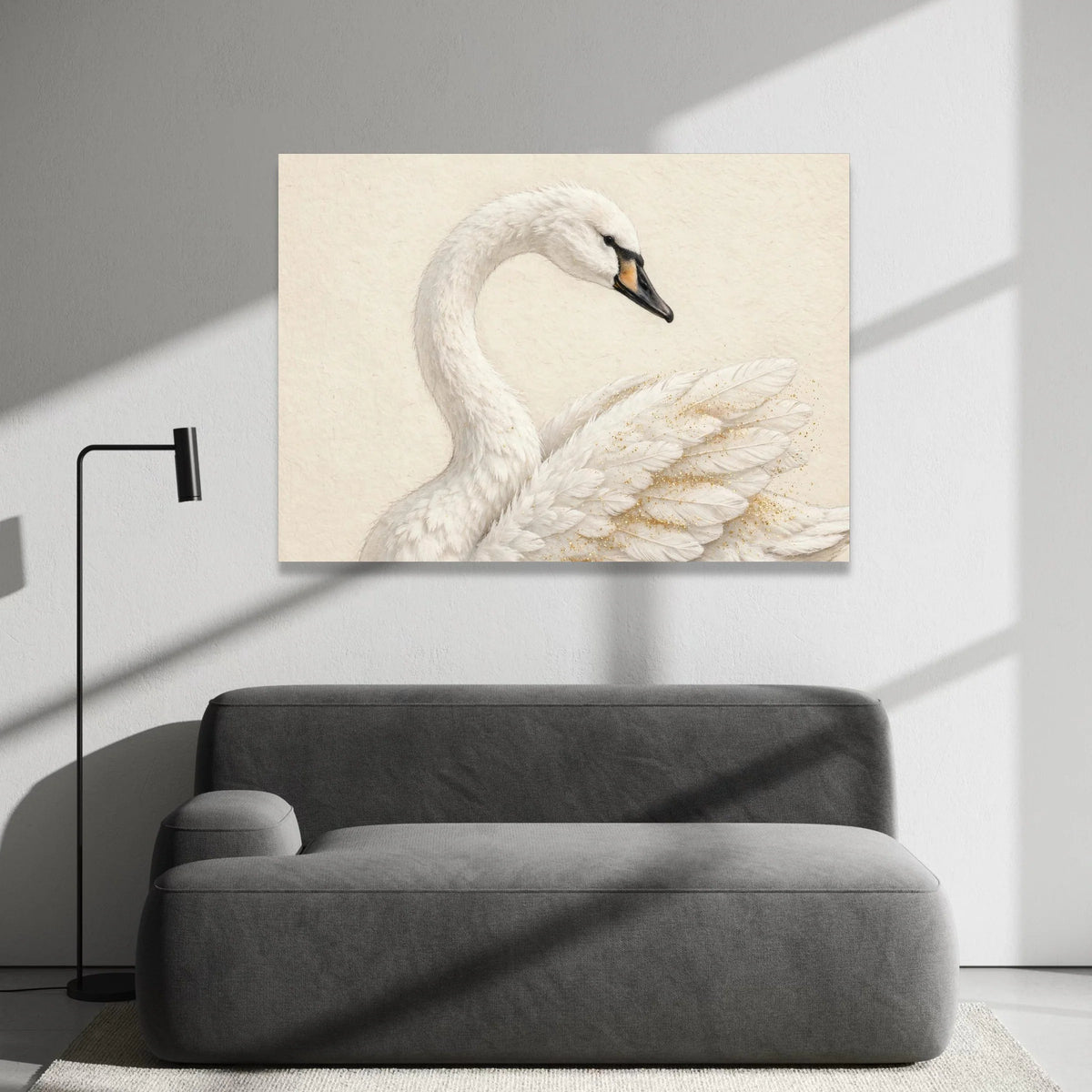 Elegant White Swan Canvas Wall Art, Graceful Bird Feather Design, Serene Animal Decor, Soft Neutral Home Decoration Canvas Print Art