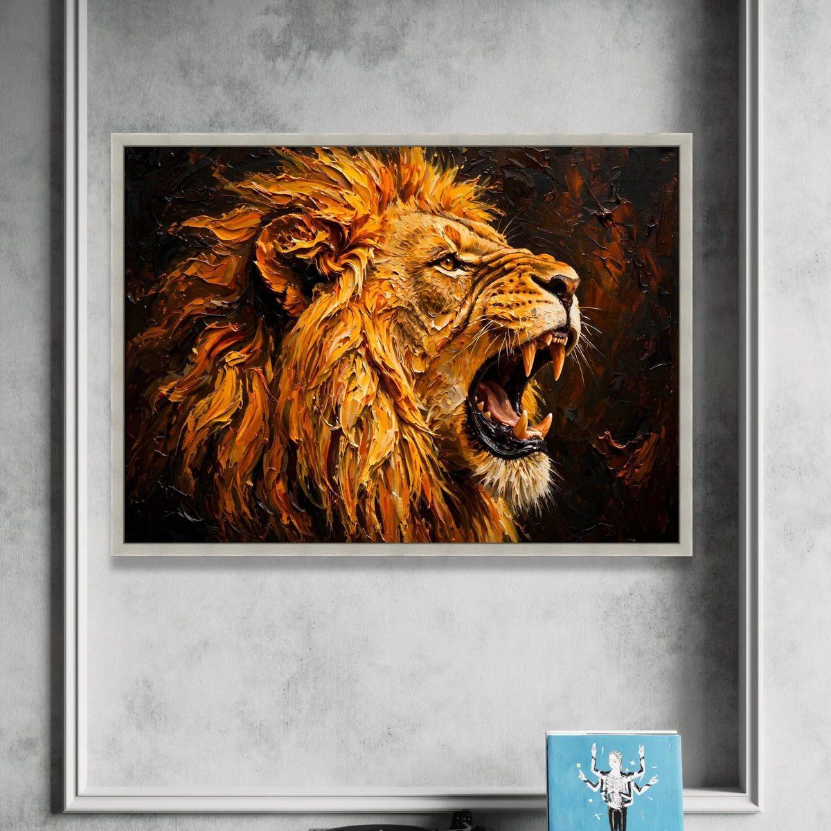 Roaring Lion Canvas Wall Art, Fierce Animal Portrait, Wildlife Home Decor, Bold Mane Painting, Jungle Animal Canvas Art, Canvas Print Art