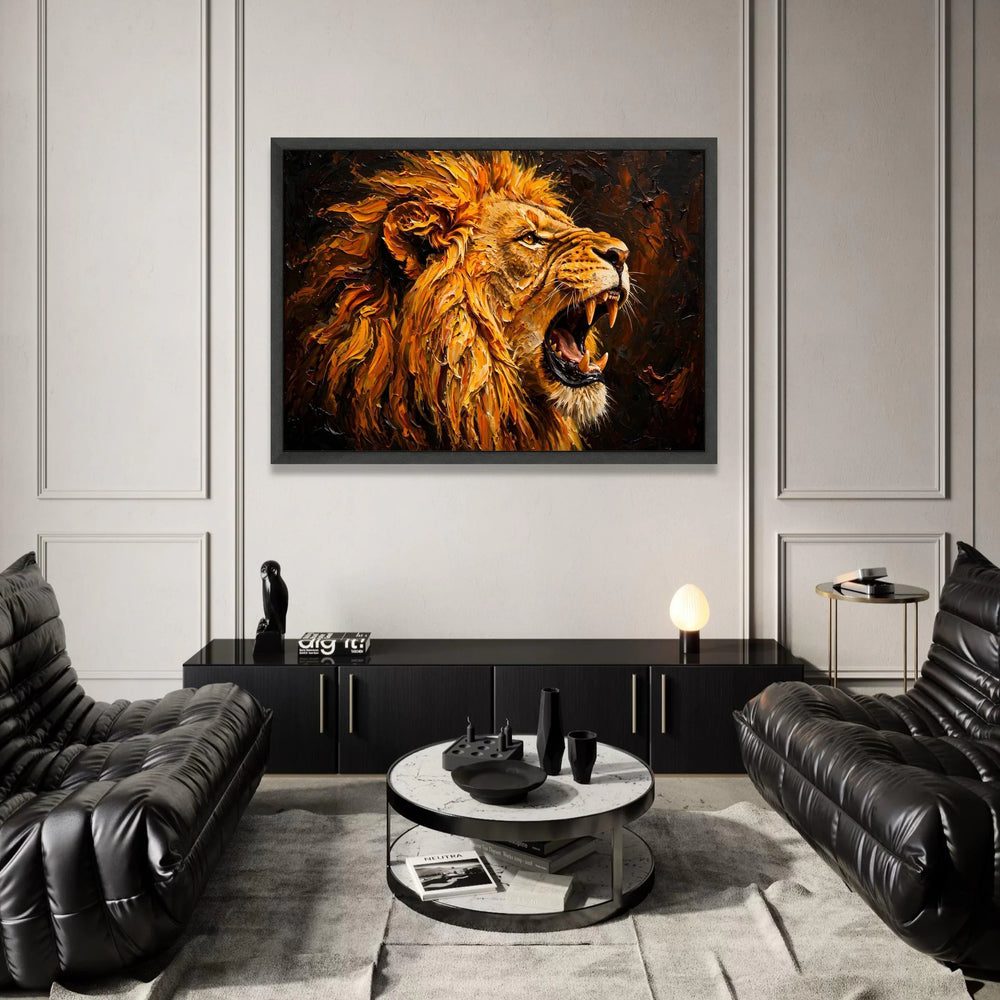 Roaring Lion Canvas Wall Art, Fierce Animal Portrait, Wildlife Home Decor, Bold Mane Painting, Jungle Animal Canvas Art, Canvas Print Art