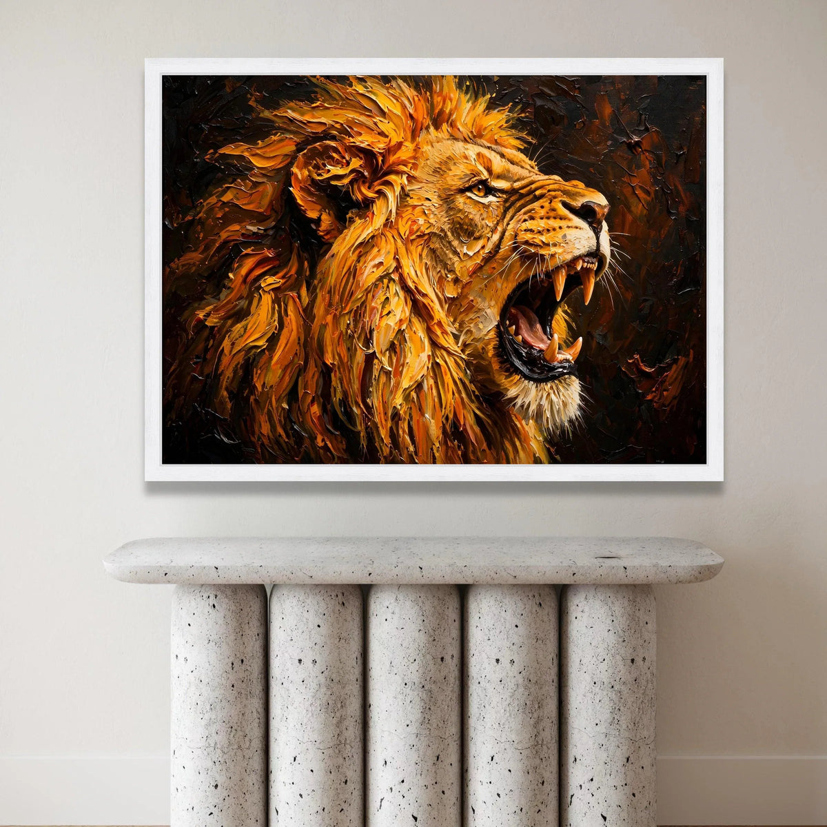 Roaring Lion Canvas Wall Art, Fierce Animal Portrait, Wildlife Home Decor, Bold Mane Painting, Jungle Animal Canvas Art, Canvas Print Art