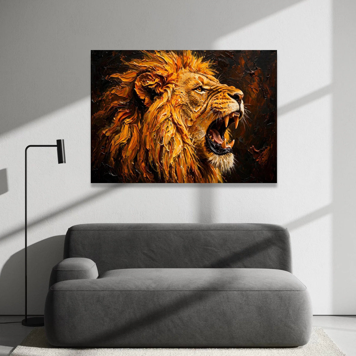 Roaring Lion Canvas Wall Art, Fierce Animal Portrait, Wildlife Home Decor, Bold Mane Painting, Jungle Animal Canvas Art, Canvas Print Art