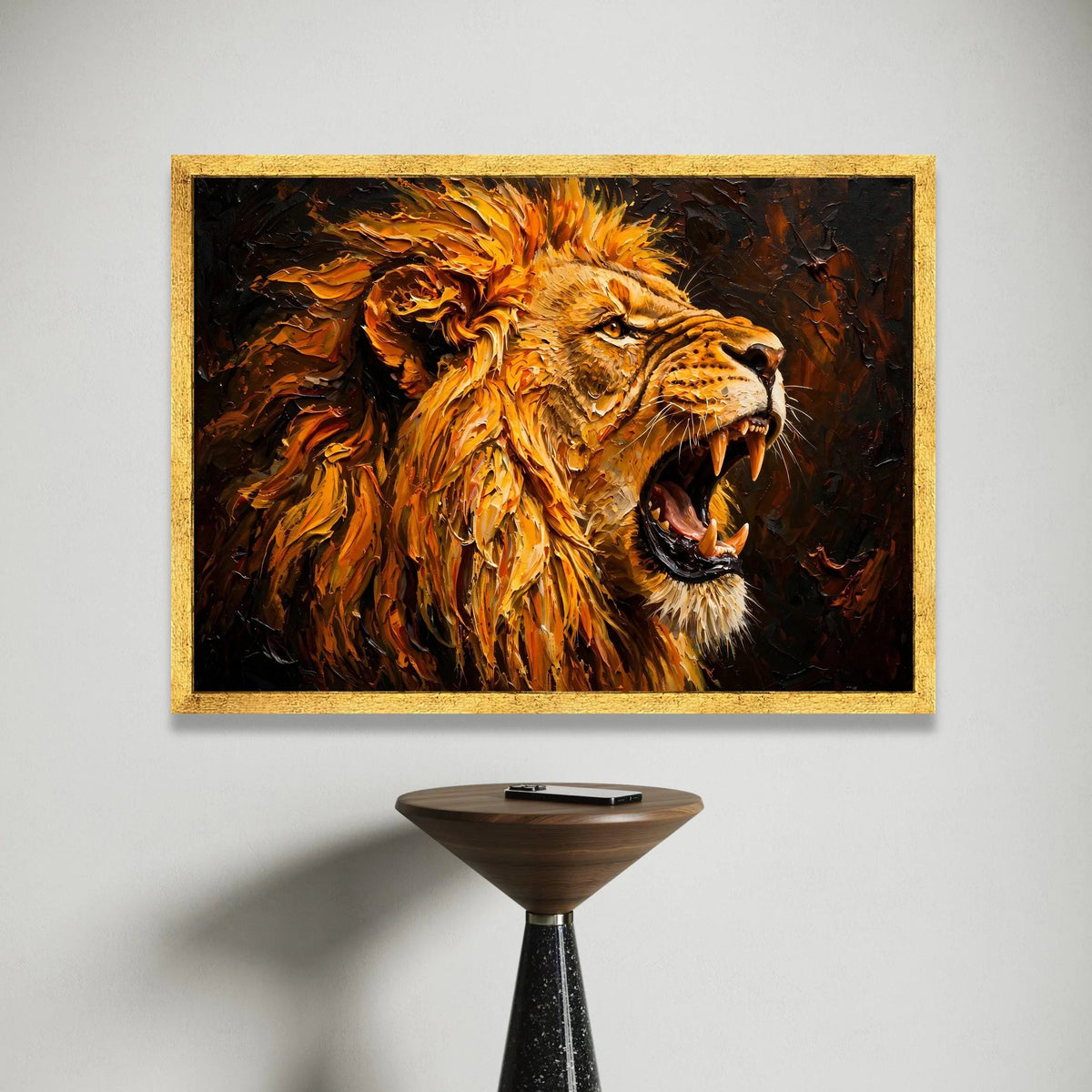 Roaring Lion Canvas Wall Art, Fierce Animal Portrait, Wildlife Home Decor, Bold Mane Painting, Jungle Animal Canvas Art, Canvas Print Art