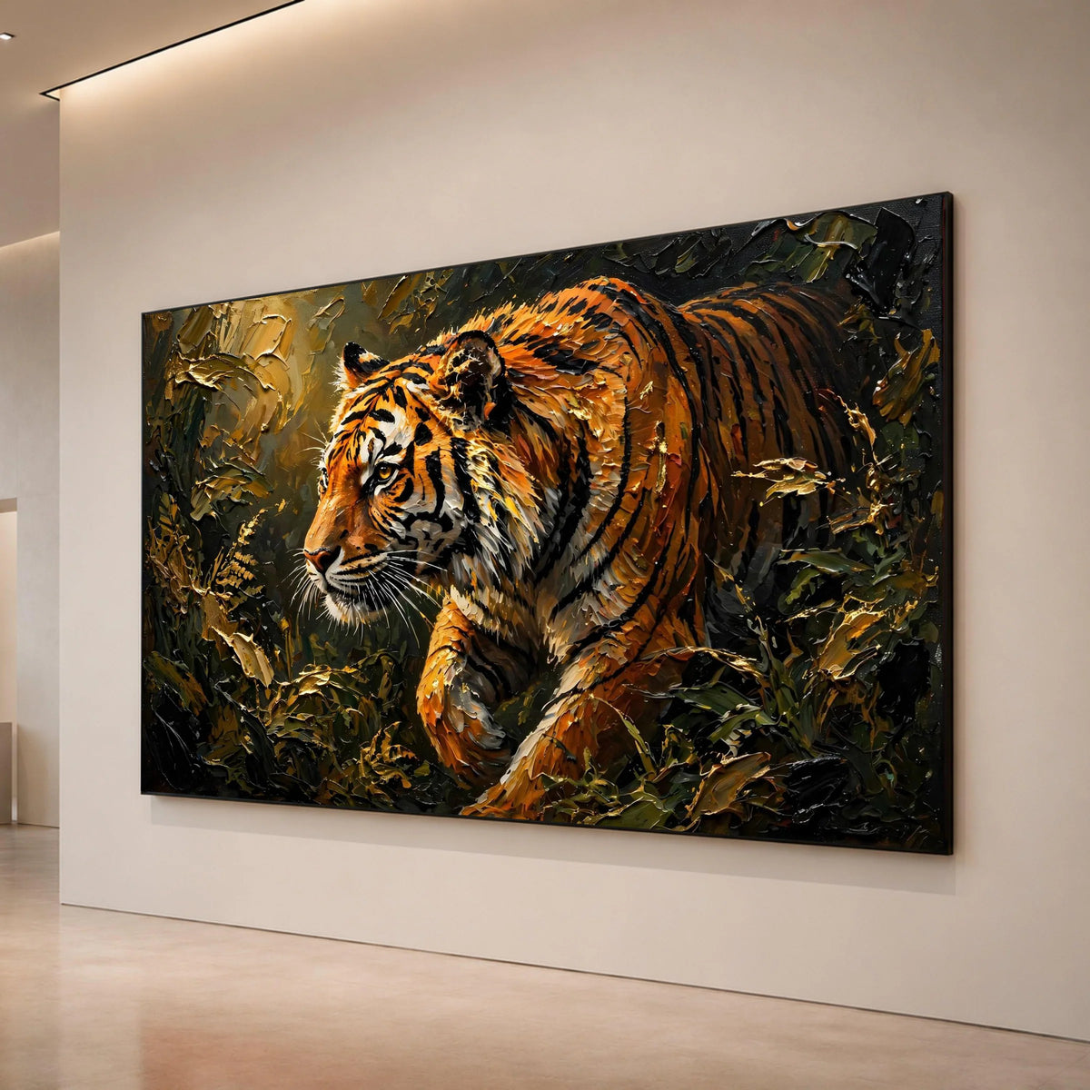 Majestic Tiger Jungle Canvas Wall Art, Wildlife Animal Portrait, Nature Canvas Decoration, Fierce Tiger Painting, Ready to Canvas Print Art