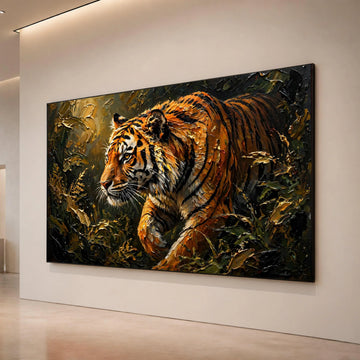 Majestic Tiger Jungle Canvas Wall Art, Wildlife Animal Portrait, Nature Canvas Decoration, Fierce Tiger Painting, Ready to Canvas Print Art
