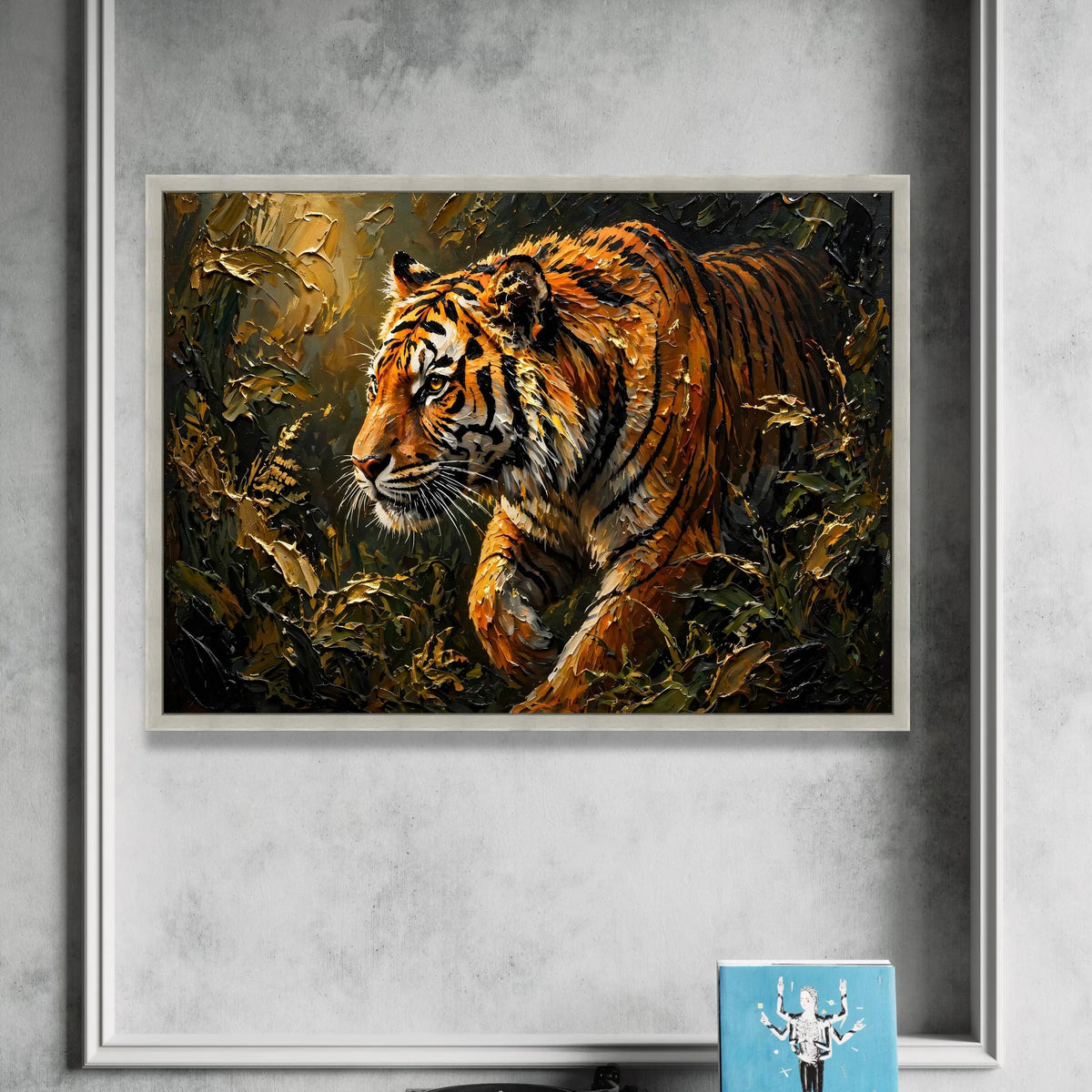 Majestic Tiger Jungle Canvas Wall Art, Wildlife Animal Portrait, Nature Canvas Decoration, Fierce Tiger Painting, Ready to Canvas Print Art
