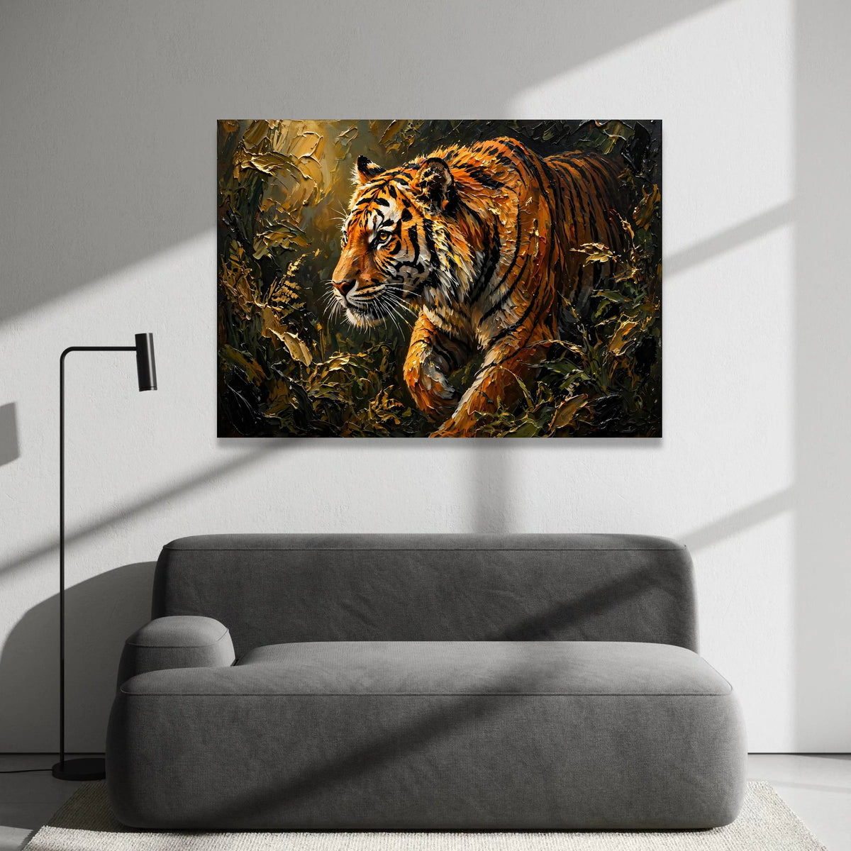 Majestic Tiger Jungle Canvas Wall Art, Wildlife Animal Portrait, Nature Canvas Decoration, Fierce Tiger Painting, Ready to Canvas Print Art