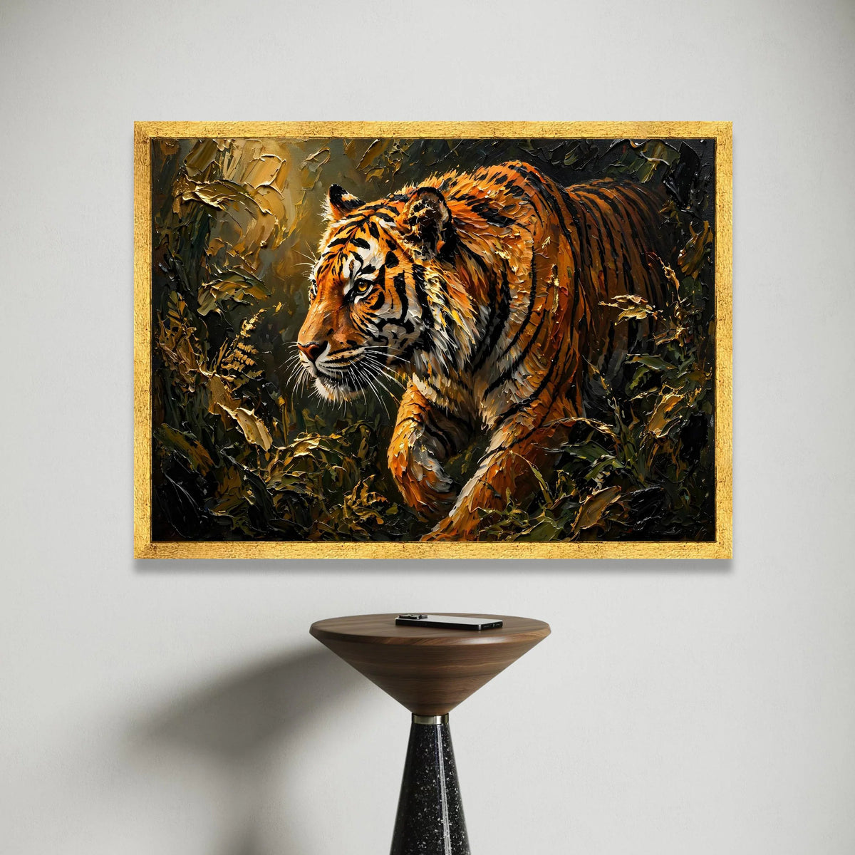 Majestic Tiger Jungle Canvas Wall Art, Wildlife Animal Portrait, Nature Canvas Decoration, Fierce Tiger Painting, Ready to Canvas Print Art