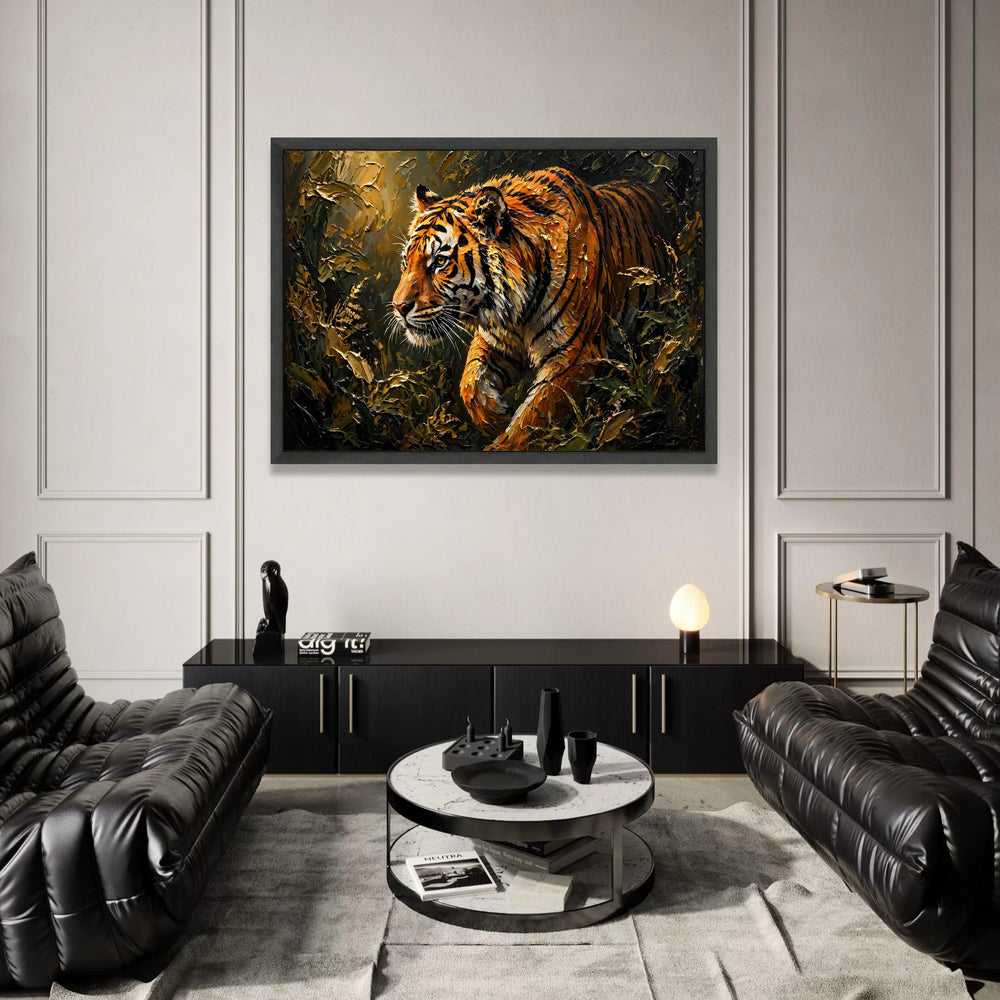 Majestic Tiger Jungle Canvas Wall Art, Wildlife Animal Portrait, Nature Canvas Decoration, Fierce Tiger Painting, Ready to Canvas Print Art