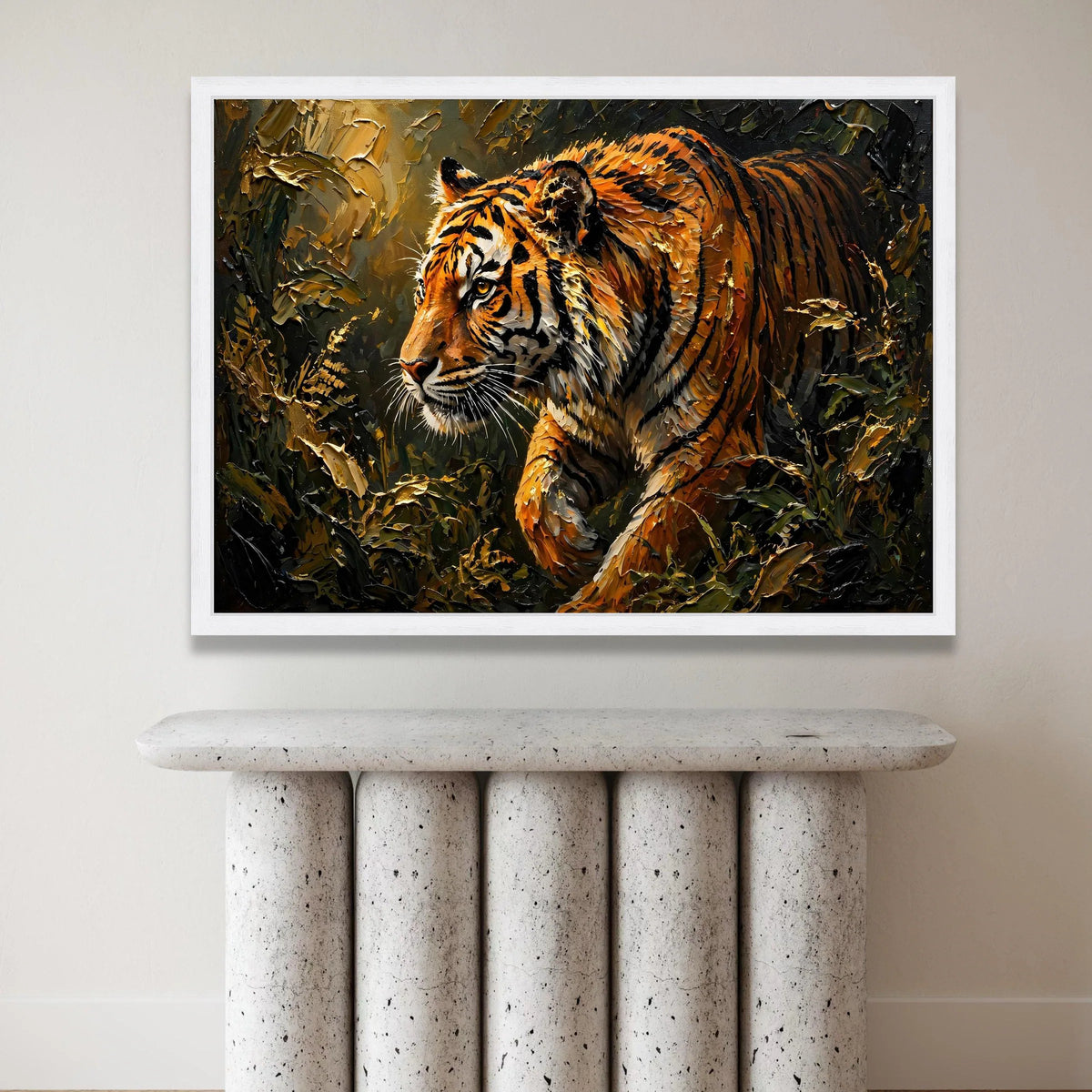 Majestic Tiger Jungle Canvas Wall Art, Wildlife Animal Portrait, Nature Canvas Decoration, Fierce Tiger Painting, Ready to Canvas Print Art