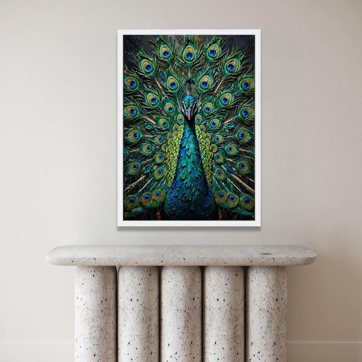 Majestic Peacock Display, Vibrant Feather Canvas, Exotic Bird Wall Art, Nature Wildlife Canvas, Colorful Home Decoration, Canvas Print Art
