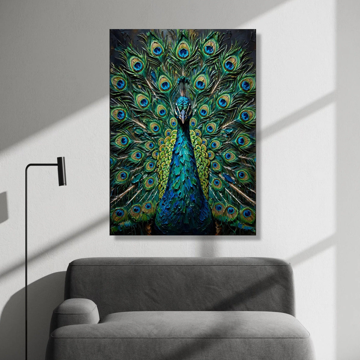 Majestic Peacock Display, Vibrant Feather Canvas, Exotic Bird Wall Art, Nature Wildlife Canvas, Colorful Home Decoration, Canvas Print Art
