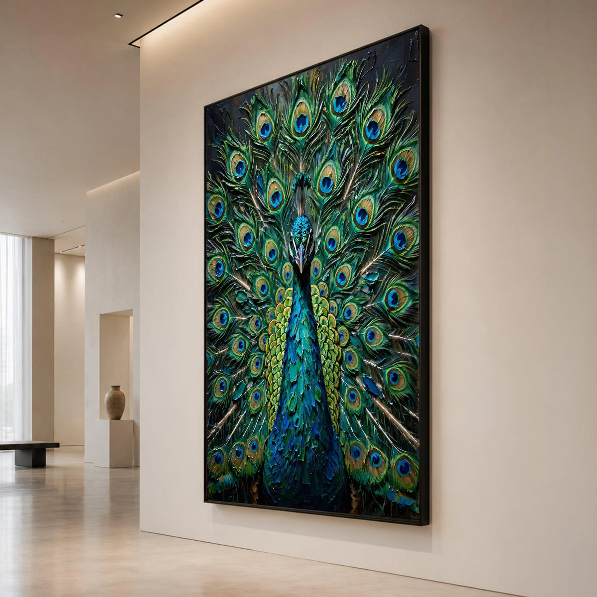 Majestic Peacock Display, Vibrant Feather Canvas, Exotic Bird Wall Art, Nature Wildlife Canvas, Colorful Home Decoration, Canvas Print Art