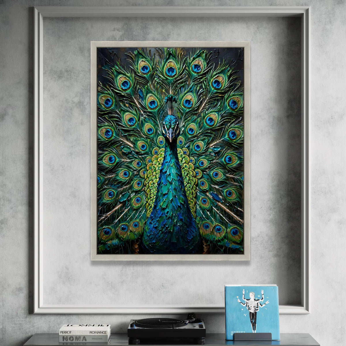 Majestic Peacock Display, Vibrant Feather Canvas, Exotic Bird Wall Art, Nature Wildlife Canvas, Colorful Home Decoration, Canvas Print Art