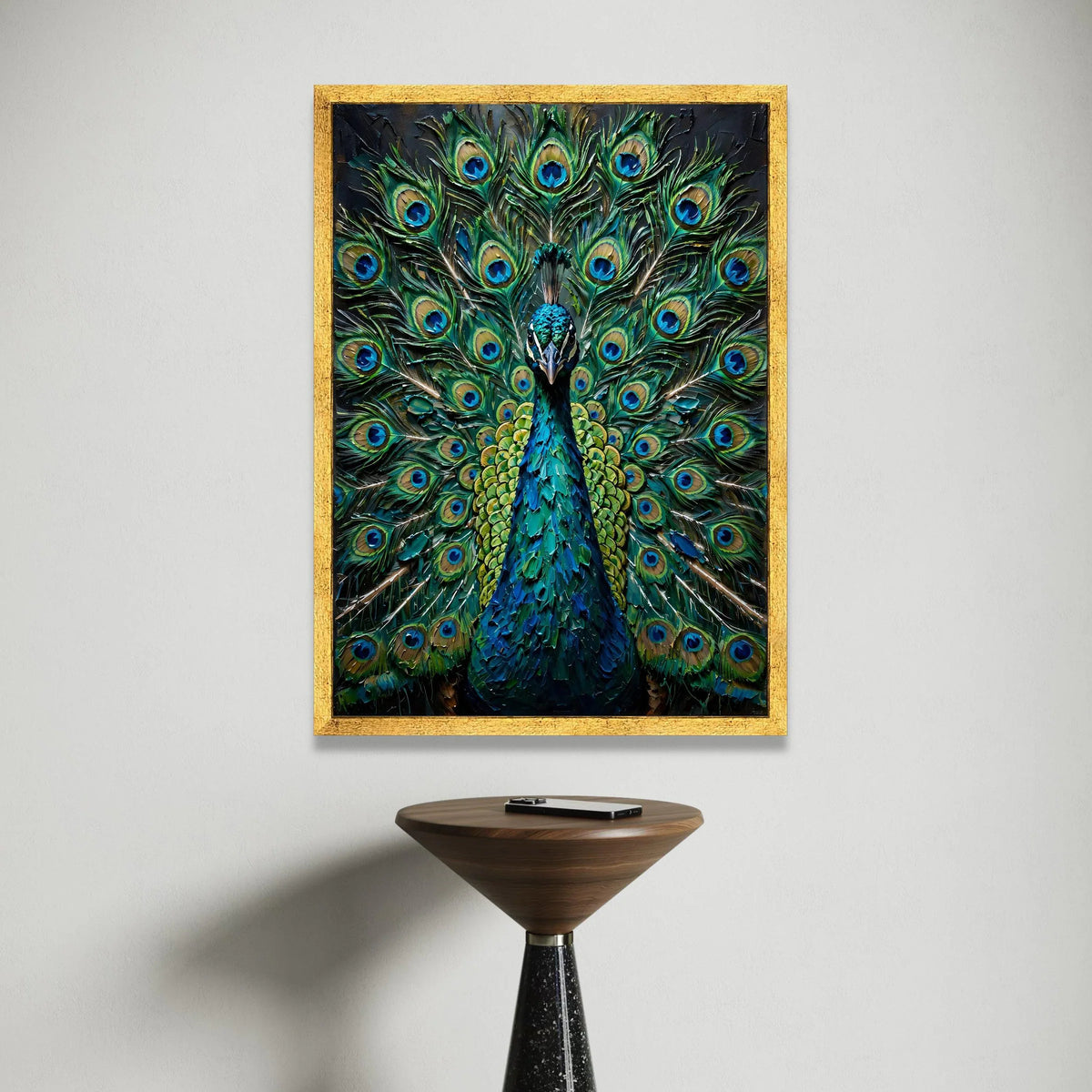 Majestic Peacock Display, Vibrant Feather Canvas, Exotic Bird Wall Art, Nature Wildlife Canvas, Colorful Home Decoration, Canvas Print Art