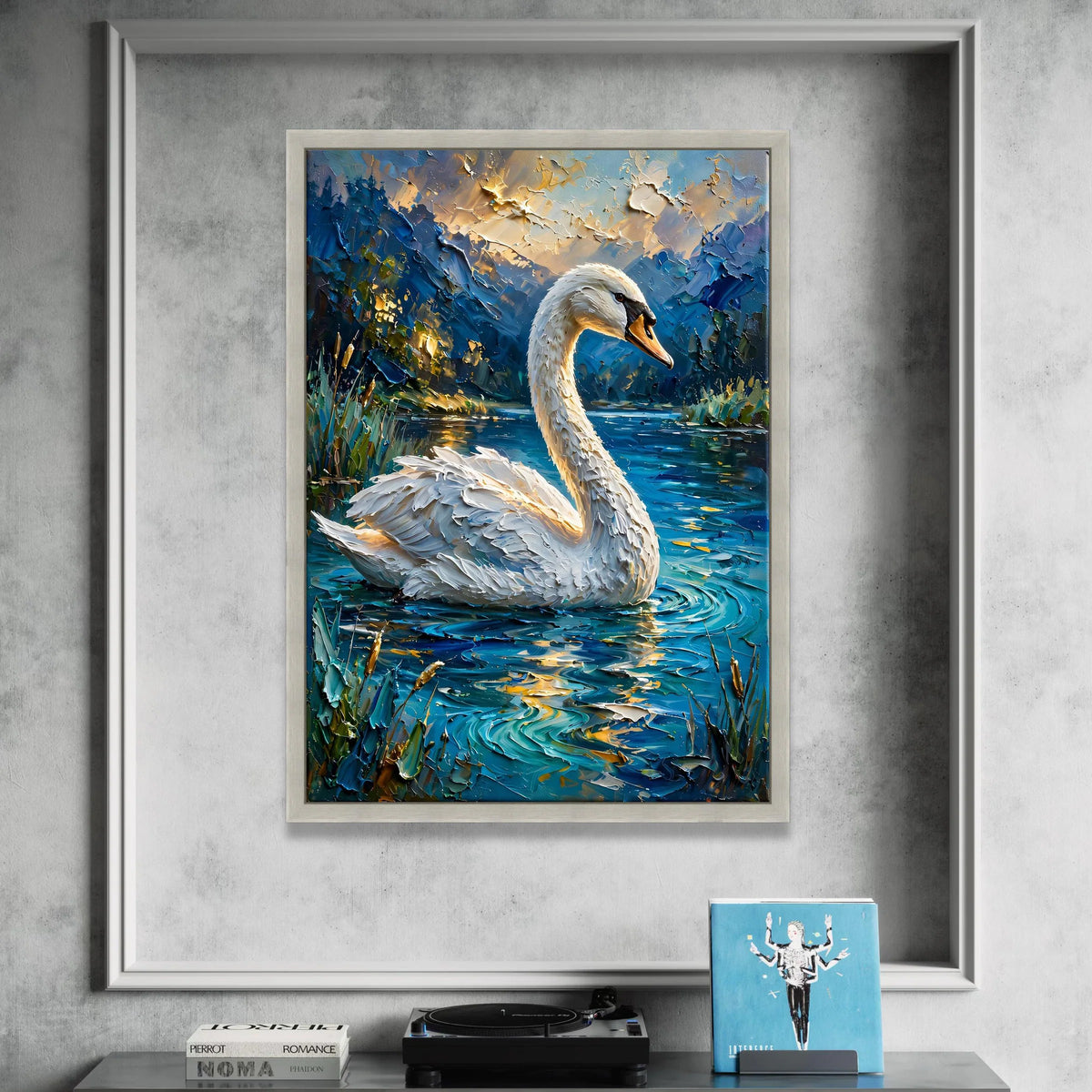 Majestic Swan at Sunset, Lake Nature Canvas Wall Art, Serene Water Scene, Wildlife Animal Canvas, Tranquil Home Decor Canvas Print Art
