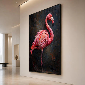 Majestic Pink Flamingo Canvas Wall Art, Tropical Bird Home Decoration, Nature Wildlife Canvas, Vibrant Animal Portrait, Canvas Print Art