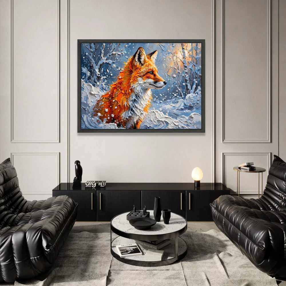 Majestic Fox Snow Canvas, Winter Wildlife Wall Art, Orange Fox Portrait, Forest Animal Canvas, Nature Home Decoration Canvas Print Art