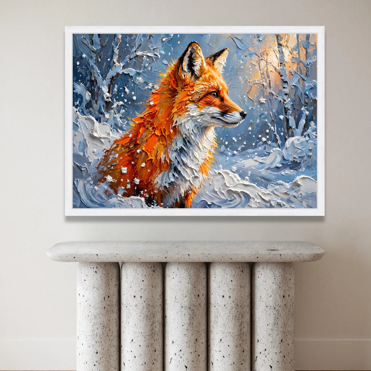 Majestic Fox Snow Canvas, Winter Wildlife Wall Art, Orange Fox Portrait, Forest Animal Canvas, Nature Home Decoration Canvas Print Art