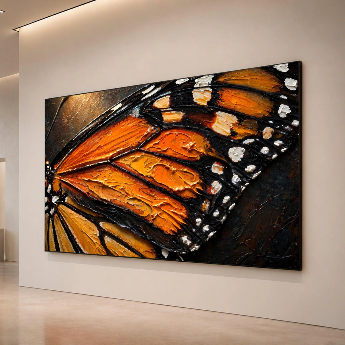 Vibrant Monarch Butterfly Wing Canvas, Nature Insect Art, Orange and Black Wall Decor, Close-up Wildlife Canvas, Home Canvas Print Art