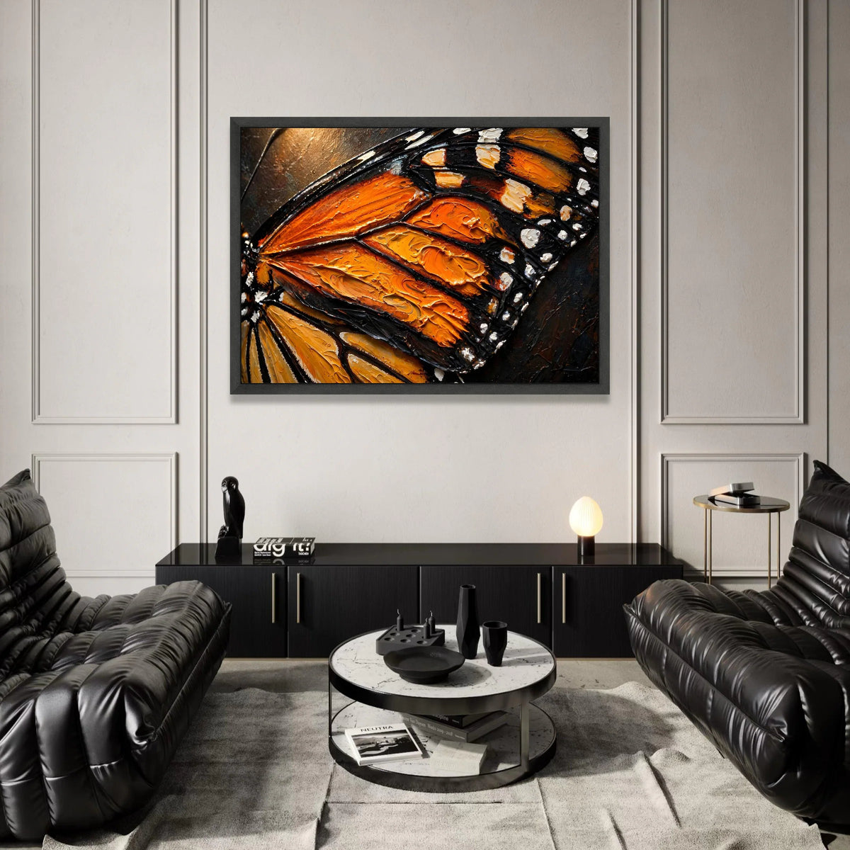 Vibrant Monarch Butterfly Wing Canvas, Nature Insect Art, Orange and Black Wall Decor, Close-up Wildlife Canvas, Home Canvas Print Art