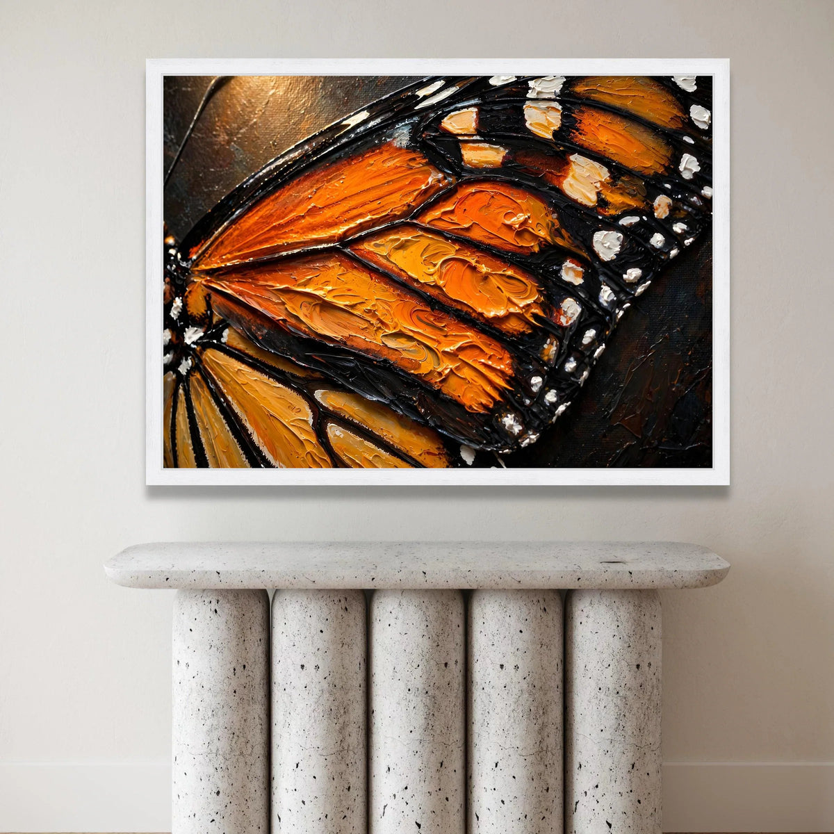 Vibrant Monarch Butterfly Wing Canvas, Nature Insect Art, Orange and Black Wall Decor, Close-up Wildlife Canvas, Home Canvas Print Art