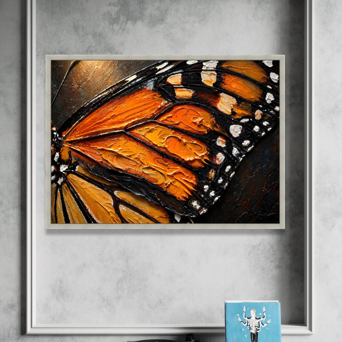 Vibrant Monarch Butterfly Wing Canvas, Nature Insect Art, Orange and Black Wall Decor, Close-up Wildlife Canvas, Home Canvas Print Art