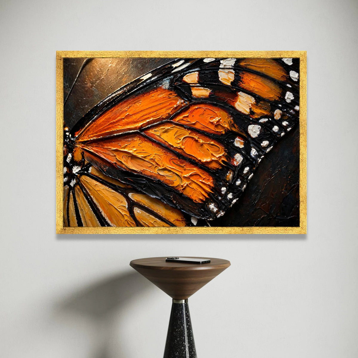 Vibrant Monarch Butterfly Wing Canvas, Nature Insect Art, Orange and Black Wall Decor, Close-up Wildlife Canvas, Home Canvas Print Art