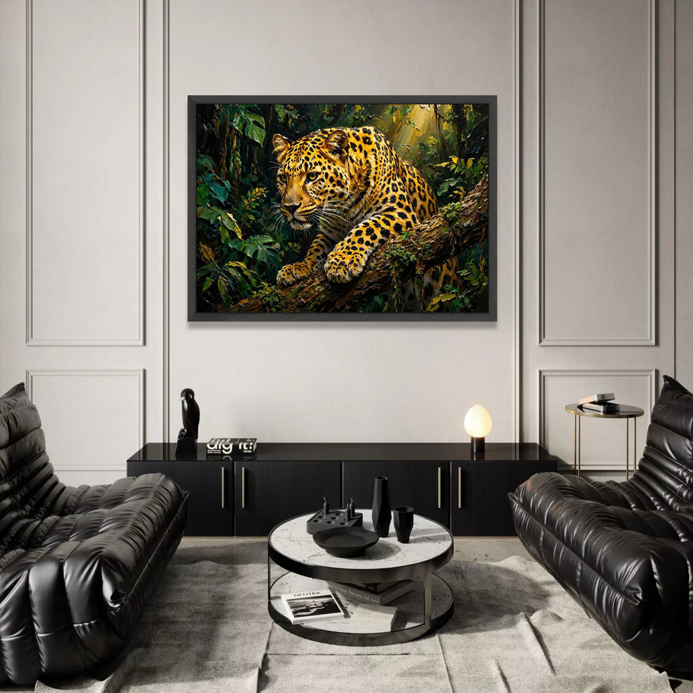 Majestic Jaguar Jungle Canvas, Wildlife Animal Wall Art, Exotic Forest Scene, Nature Canvas Decoration, Ready to Hang Canvas Print Art