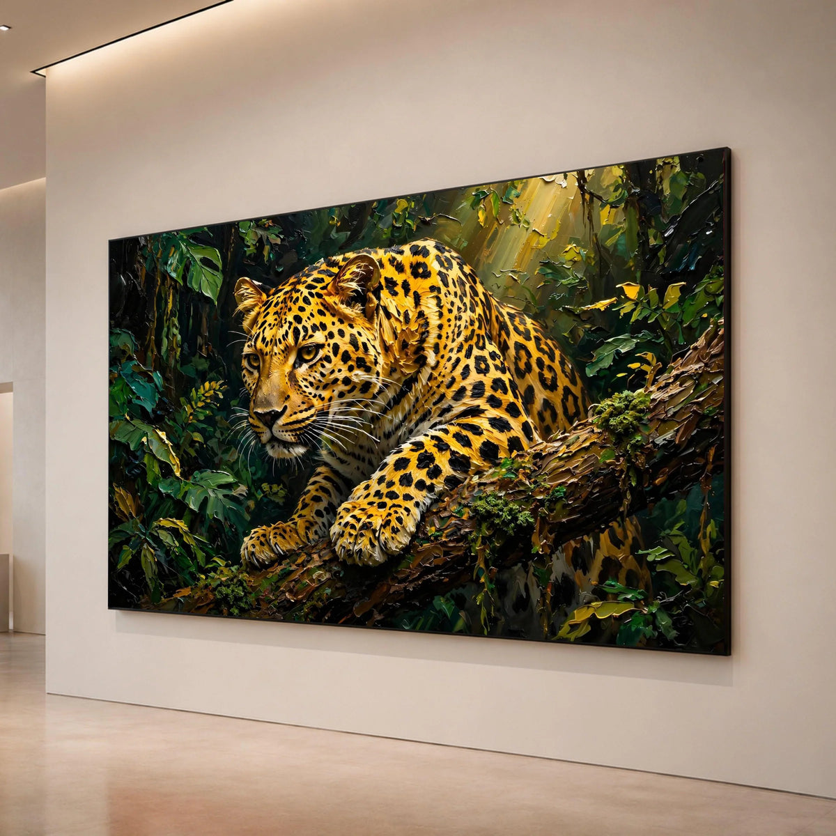 Majestic Jaguar Jungle Canvas, Wildlife Animal Wall Art, Exotic Forest Scene, Nature Canvas Decoration, Ready to Hang Canvas Print Art