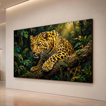 Majestic Jaguar Jungle Canvas, Wildlife Animal Wall Art, Exotic Forest Scene, Nature Canvas Decoration, Ready to Hang Canvas Print Art